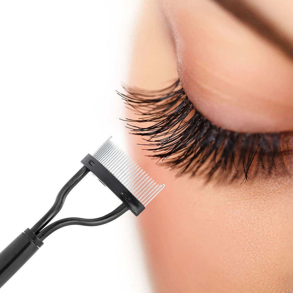 Foldable Metal Eyelash Curler & Brush - Define, Curl, and Beautify Your Lashes